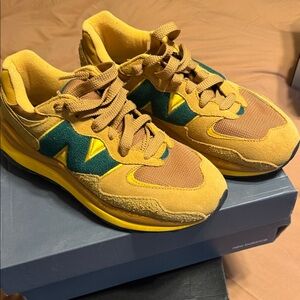 New Balance Tan and Gold Sneakers